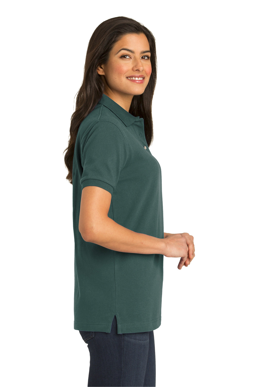 Port Authority L420 Womens Short Sleeve Polo Shirt Dark Green Side