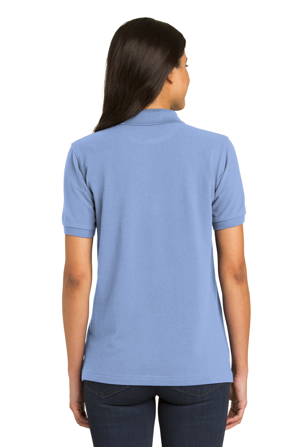 Port Authority L420 Womens Short Sleeve Polo Shirt Light Blue Back