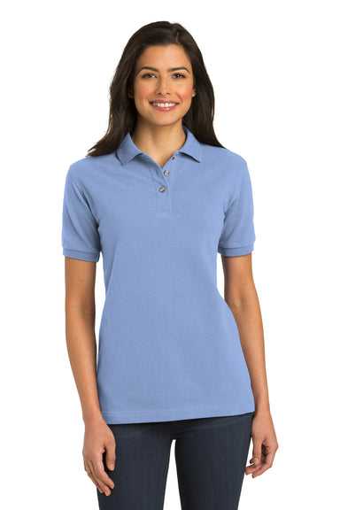 Port Authority L420 Womens Short Sleeve Polo Shirt Light Blue Front