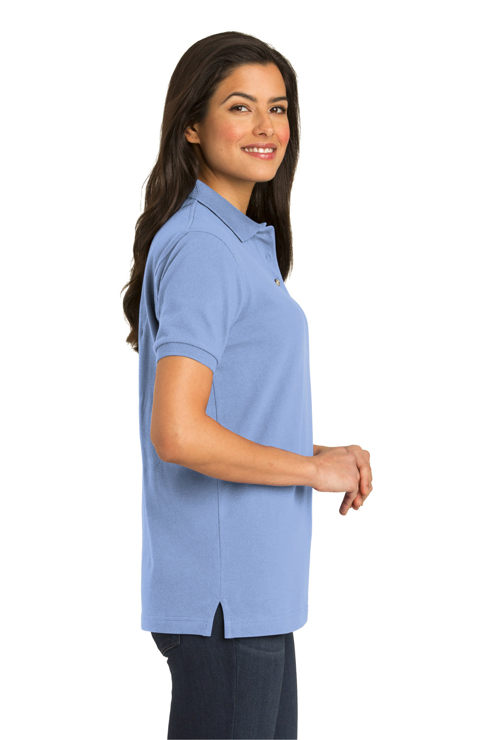 Port Authority L420 Womens Short Sleeve Polo Shirt Light Blue Side