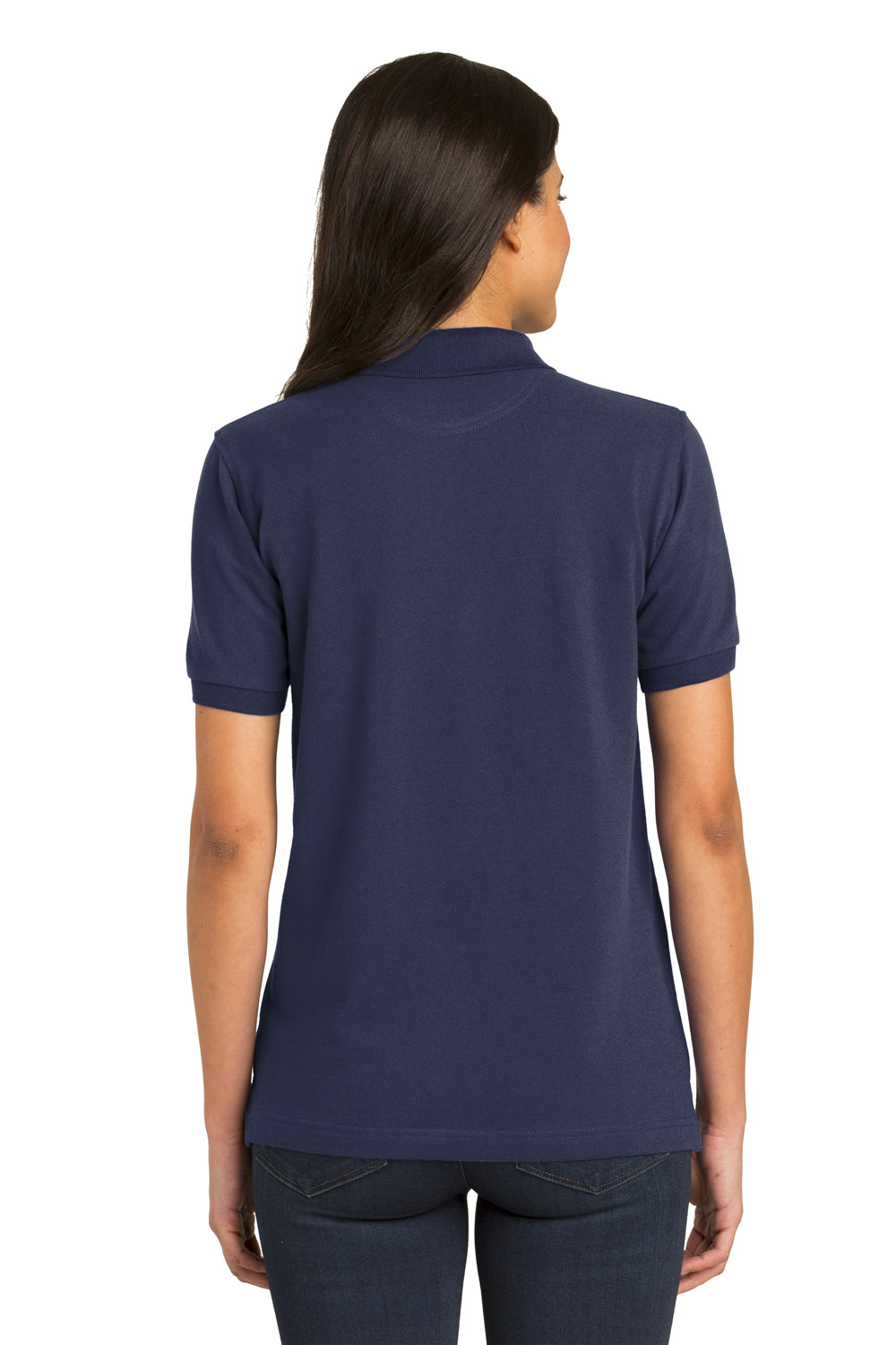 Port Authority L420 Womens Short Sleeve Polo Shirt Navy Blue Back