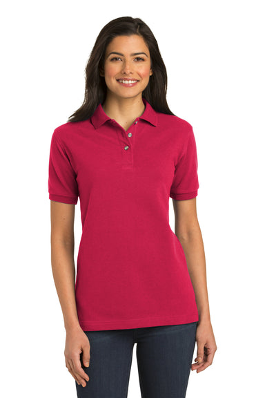 Port Authority L420 Womens Short Sleeve Polo Shirt Red Front