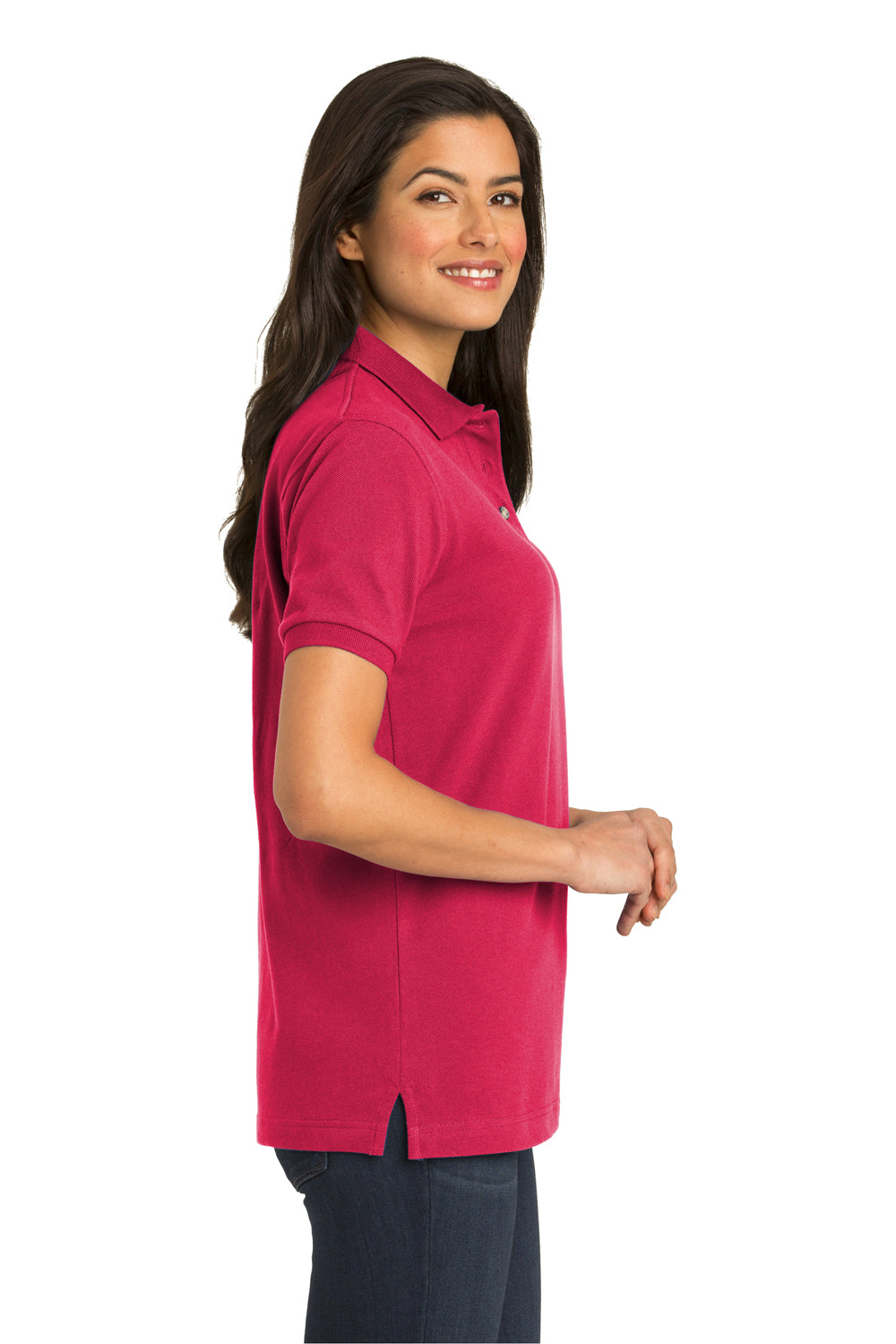 Port Authority L420 Womens Short Sleeve Polo Shirt Red Side