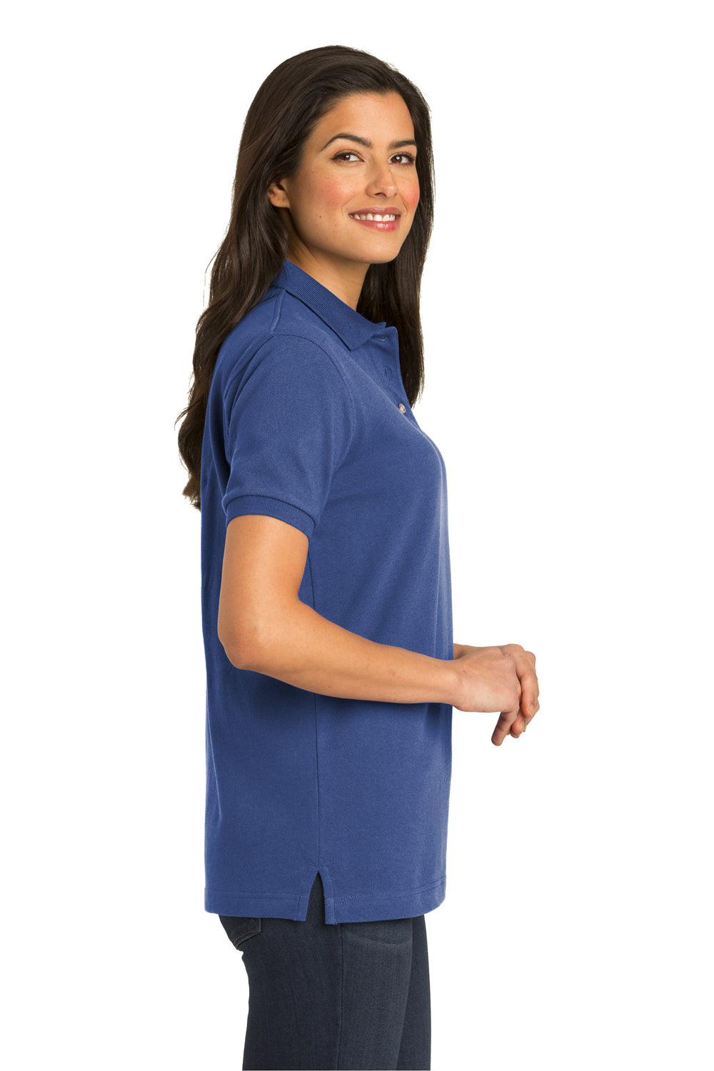 Port Authority L420 Womens Short Sleeve Polo Shirt Royal Blue Side