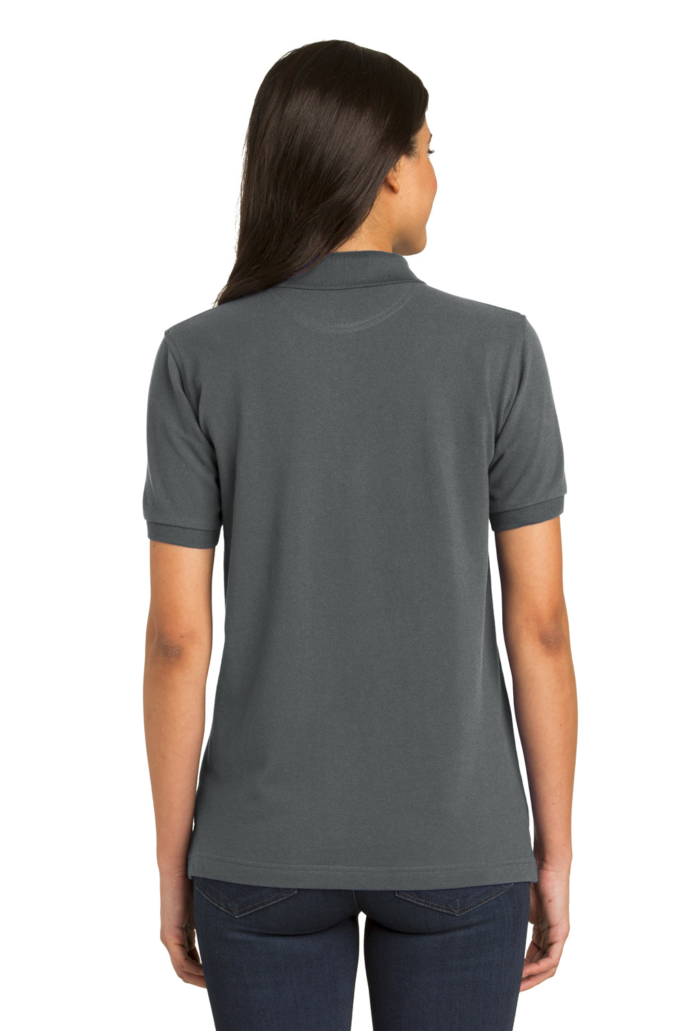 Port Authority L420 Womens Short Sleeve Polo Shirt Steel Grey Back