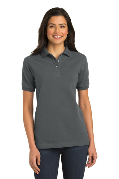 Port Authority L420 Womens Short Sleeve Polo Shirt Steel Grey Front