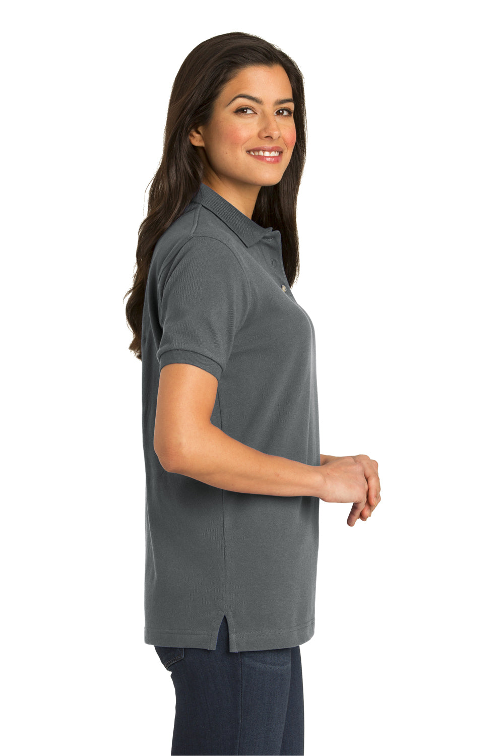 Port Authority L420 Womens Short Sleeve Polo Shirt Steel Grey Side