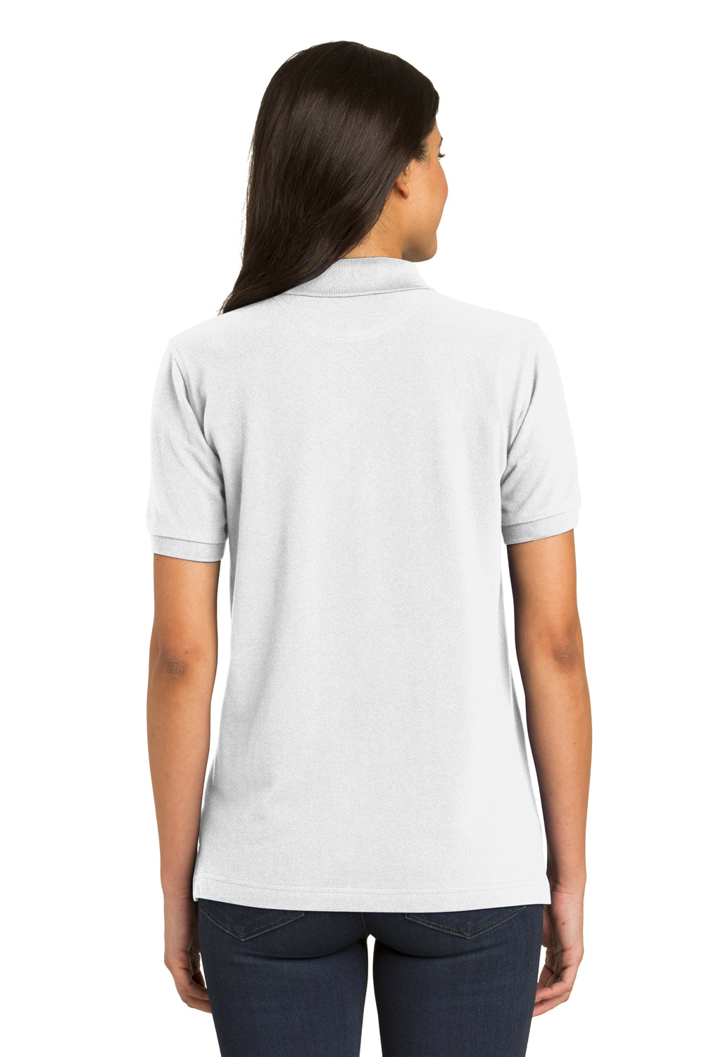 Port Authority L420 Womens Short Sleeve Polo Shirt White Back