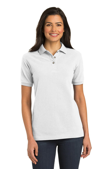 Port Authority L420 Womens Short Sleeve Polo Shirt White Front