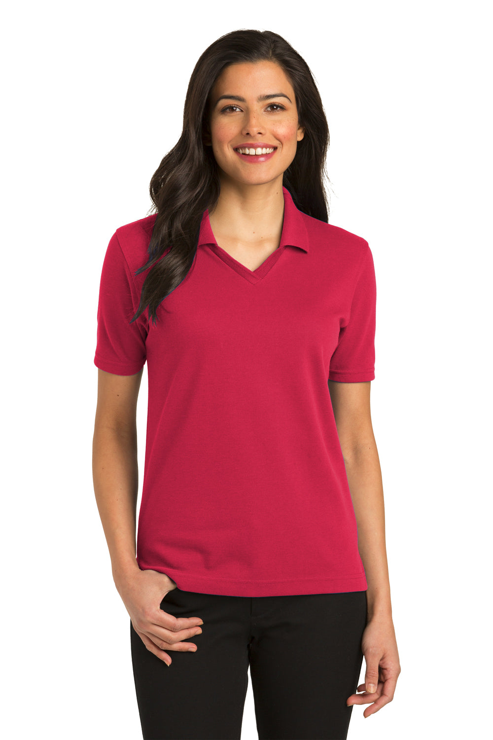 Port Authority L455 Womens Rapid Dry Moisture Wicking Short Sleeve Polo Shirt Red Front