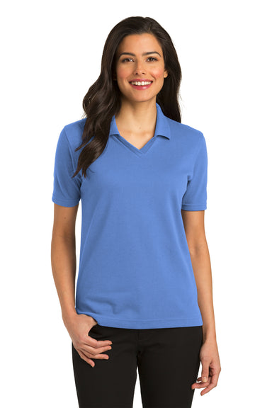 Port Authority L455 Womens Rapid Dry Moisture Wicking Short Sleeve Polo Shirt Riviera Blue Front
