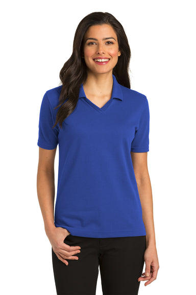Port Authority L455 Womens Rapid Dry Moisture Wicking Short Sleeve Polo Shirt Royal Blue Front