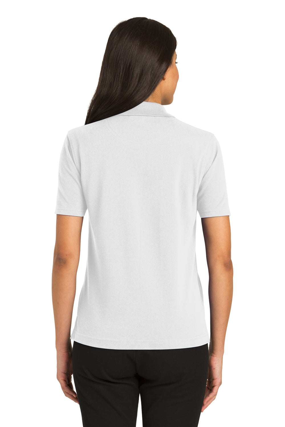 Port Authority L455 Womens Rapid Dry Moisture Wicking Short Sleeve Polo Shirt White Back