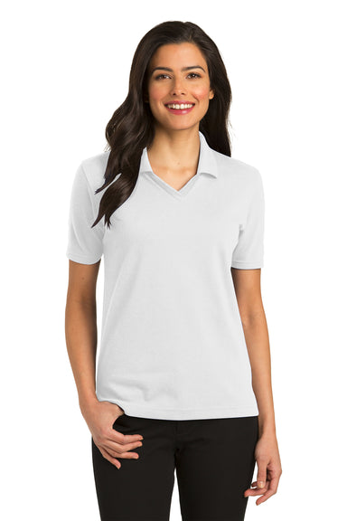 Port Authority L455 Womens Rapid Dry Moisture Wicking Short Sleeve Polo Shirt White Front