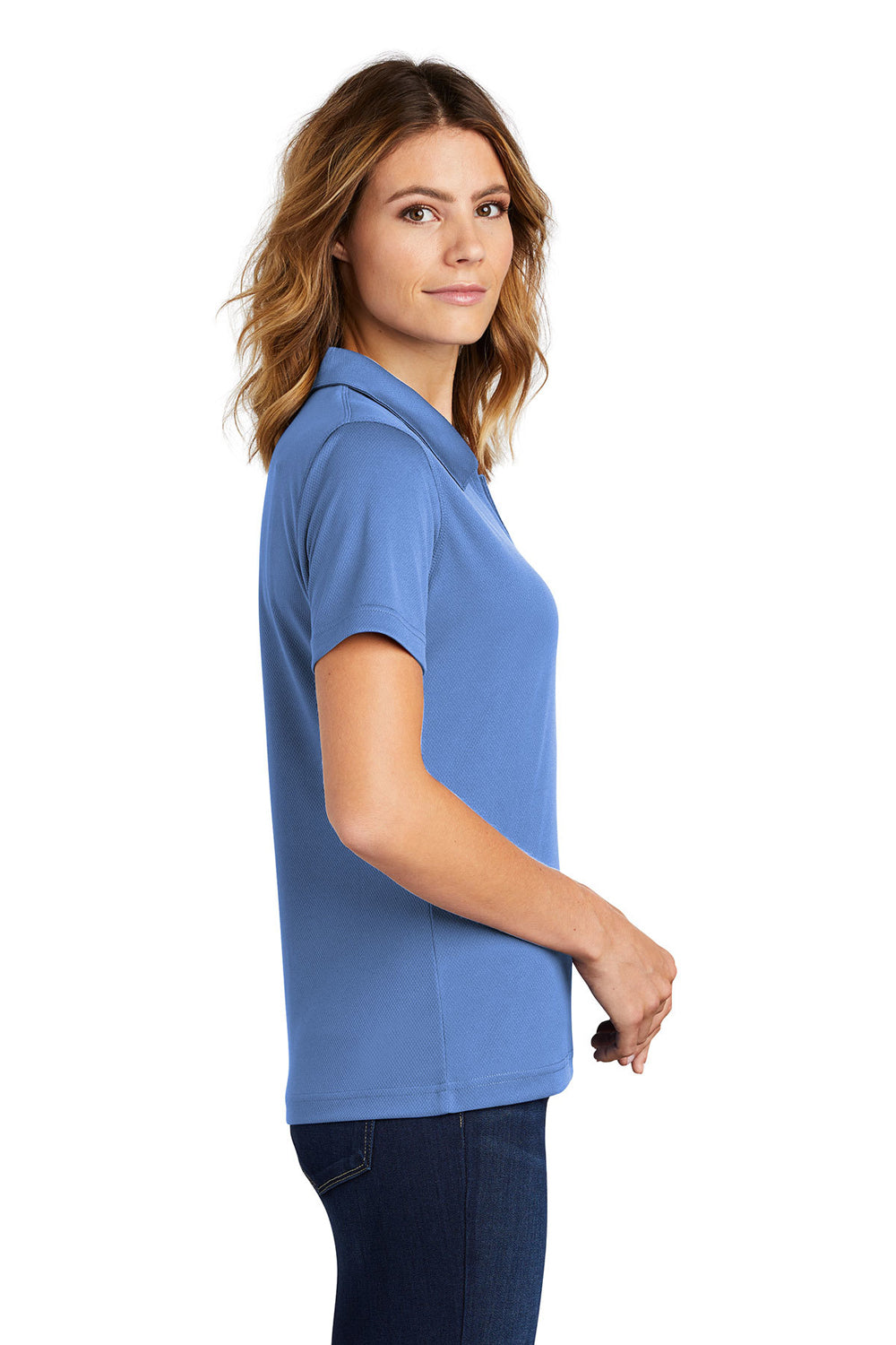 Sport-Tek L469 Womens Dri-Mesh Moisture Wicking Short Sleeve Polo Shirt Blueberry Side