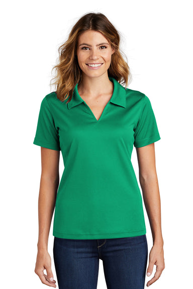 Sport-Tek L469 Womens Dri-Mesh Moisture Wicking Short Sleeve Polo Shirt Kelly Green Front