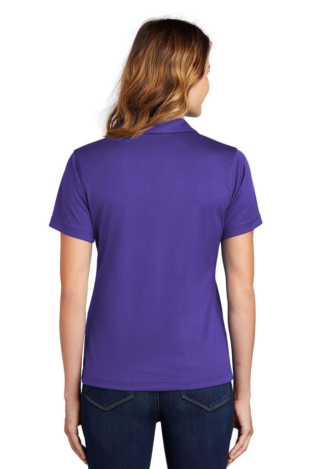 Sport-Tek L469 Womens Dri-Mesh Moisture Wicking Short Sleeve Polo Shirt Purple Back