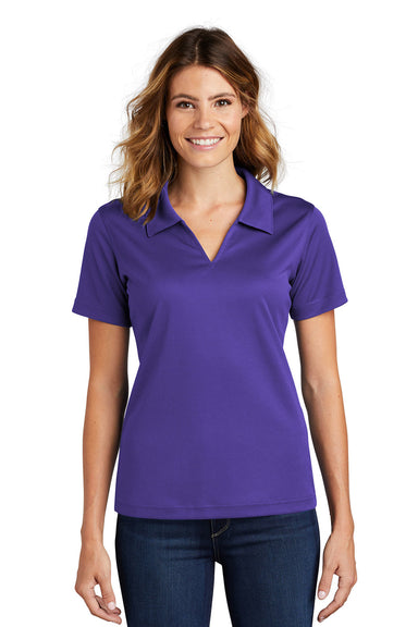 Sport-Tek L469 Womens Dri-Mesh Moisture Wicking Short Sleeve Polo Shirt Purple Front