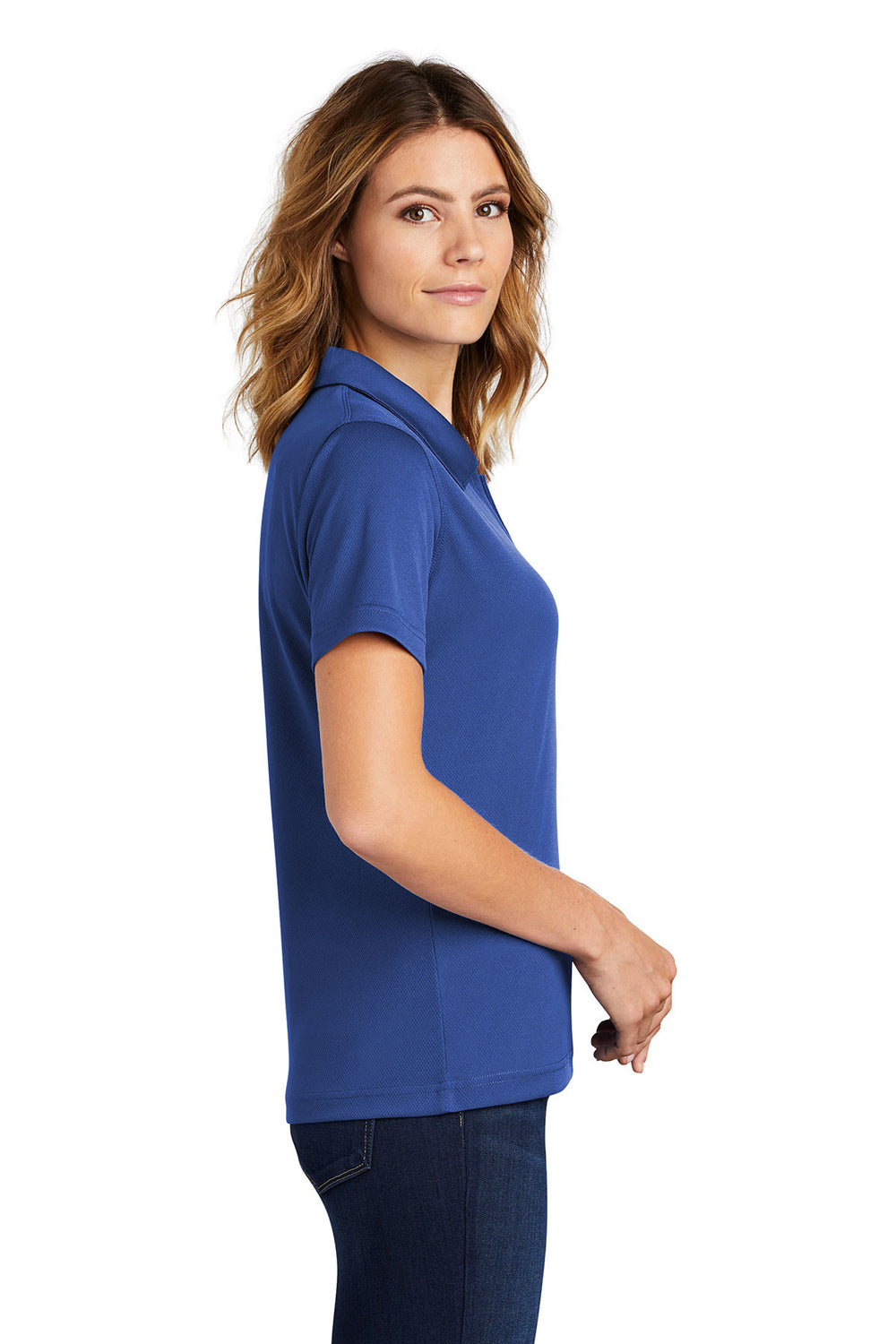 Sport-Tek L469 Womens Dri-Mesh Moisture Wicking Short Sleeve Polo Shirt Royal Blue Side