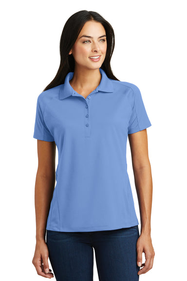 Sport-Tek L474 Womens Dri-Mesh Moisture Wicking Short Sleeve Polo Shirt Carolina Blue Front