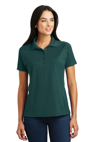 Sport-Tek L474 Womens Dri-Mesh Moisture Wicking Short Sleeve Polo Shirt Forest Green Front