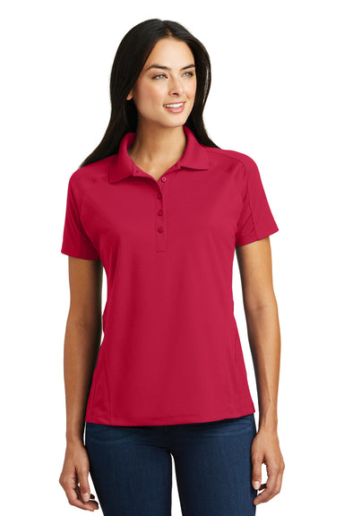 Sport-Tek L474 Womens Dri-Mesh Moisture Wicking Short Sleeve Polo Shirt Red Front