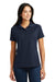 Sport-Tek L474 Womens Dri-Mesh Moisture Wicking Short Sleeve Polo Shirt Navy Blue Front