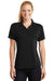 Sport-Tek L475 Womens Dry Zone Moisture Wicking Short Sleeve Polo Shirt Black Front