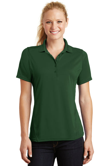 Sport-Tek L475 Womens Dry Zone Moisture Wicking Short Sleeve Polo Shirt Forest Green Front