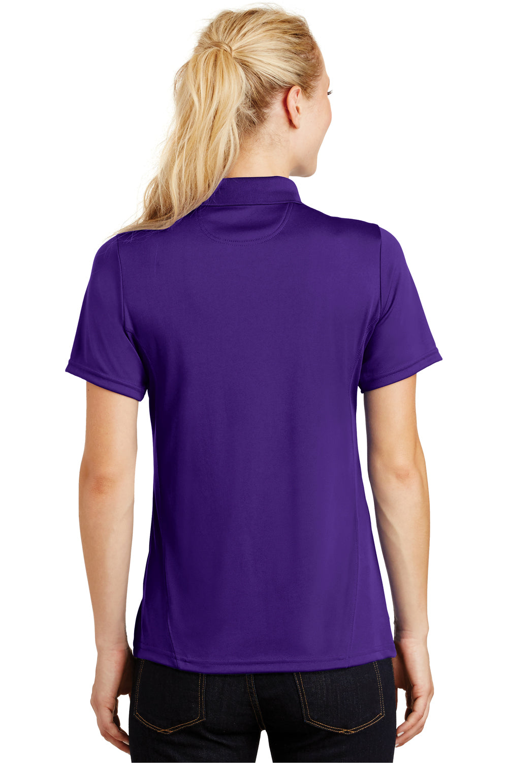 Sport-Tek L475 Womens Dry Zone Moisture Wicking Short Sleeve Polo Shirt Purple Back