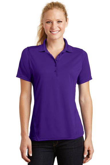 Sport-Tek L475 Womens Dry Zone Moisture Wicking Short Sleeve Polo Shirt Purple Front