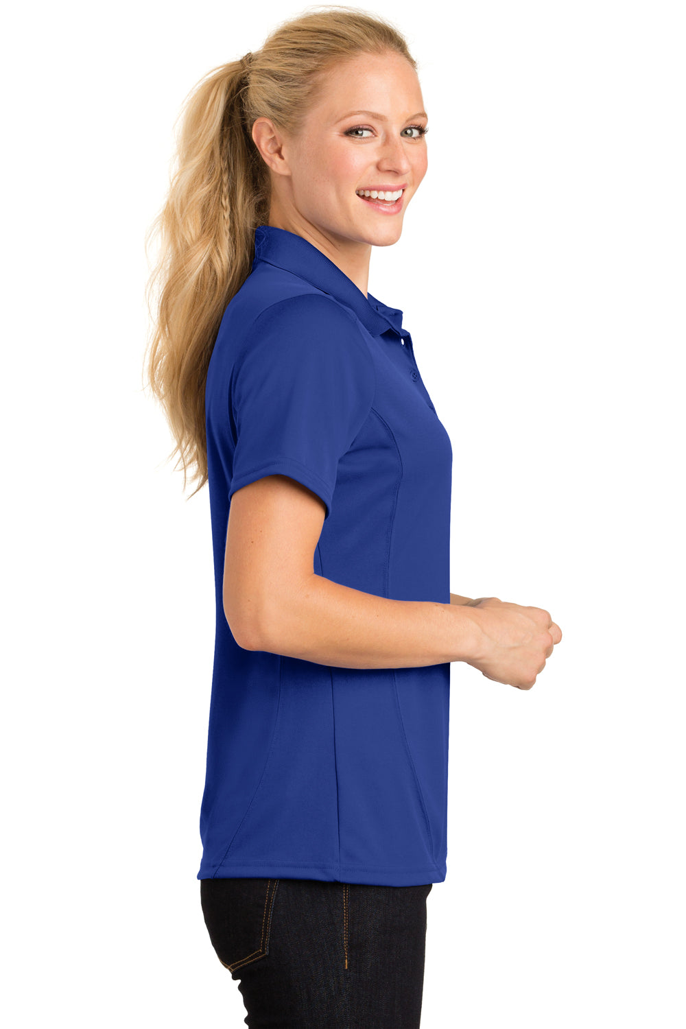 Sport-Tek L475 Womens Dry Zone Moisture Wicking Short Sleeve Polo Shirt Royal Blue Side