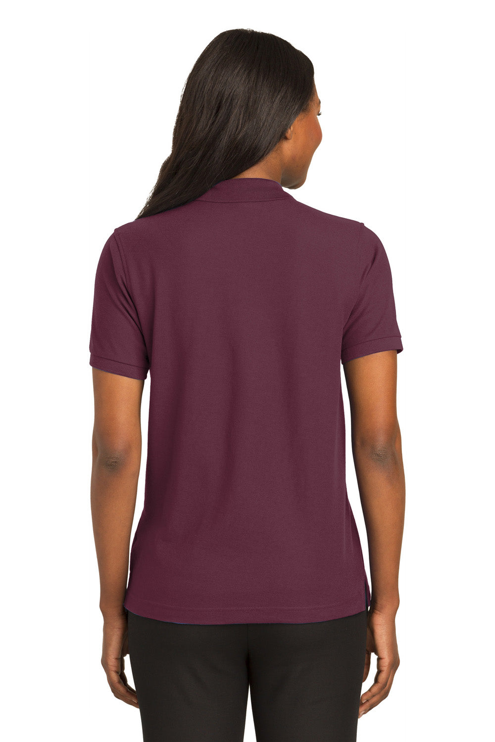 Port Authority L500 Womens Silk Touch Wrinkle Resistant Short Sleeve Polo Shirt Burgundy Back