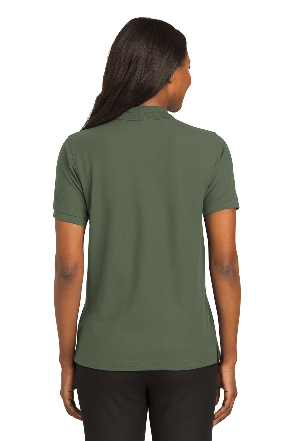 Port Authority L500 Womens Silk Touch Wrinkle Resistant Short Sleeve Polo Shirt Clover Green Back