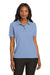Port Authority L500 Womens Silk Touch Wrinkle Resistant Short Sleeve Polo Shirt Light Blue Front