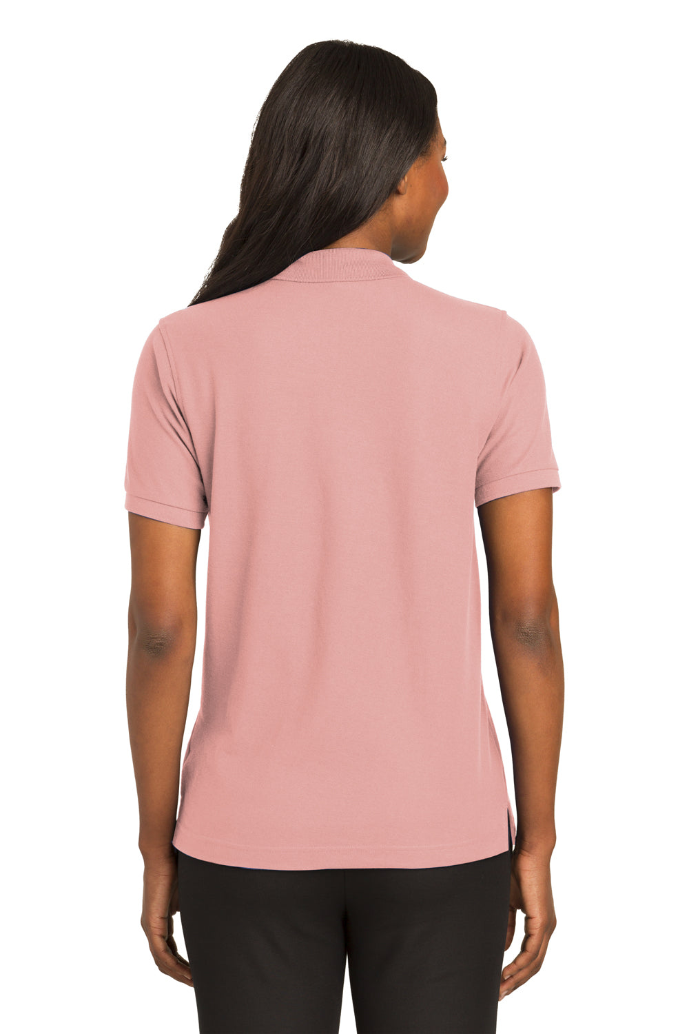 Port Authority L500 Womens Silk Touch Wrinkle Resistant Short Sleeve Polo Shirt Light Pink Back