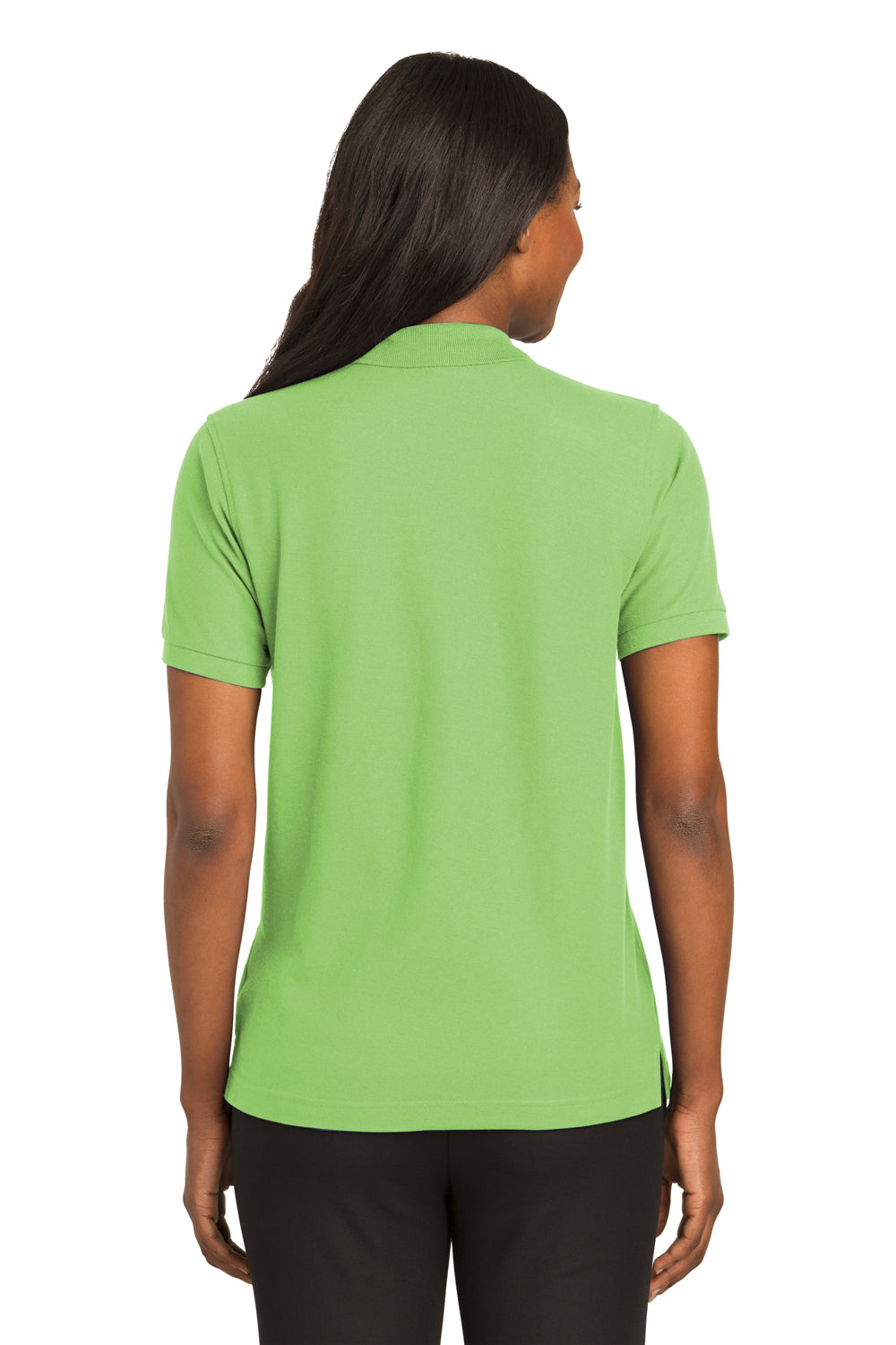 Port Authority L500 Womens Silk Touch Wrinkle Resistant Short Sleeve Polo Shirt Lime Green Back