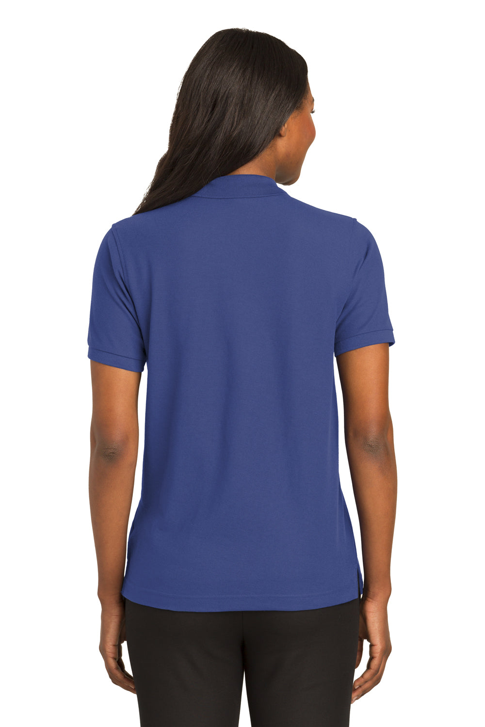 Port Authority L500 Womens Silk Touch Wrinkle Resistant Short Sleeve Polo Shirt Mediterranean Blue Back