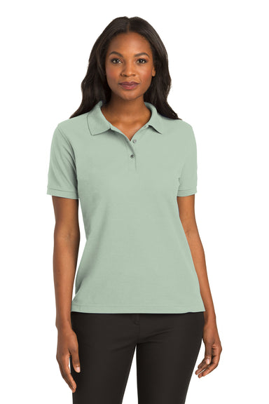 Port Authority L500 Womens Silk Touch Wrinkle Resistant Short Sleeve Polo Shirt Mint Green Front