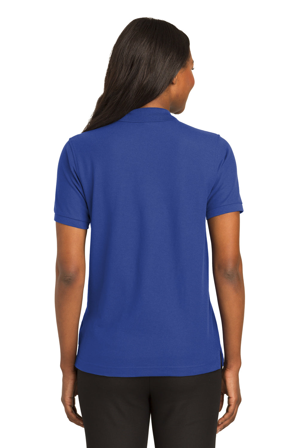 Port Authority L500 Womens Silk Touch Wrinkle Resistant Short Sleeve Polo Shirt Royal Blue Back