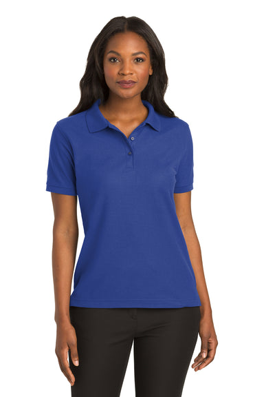 Port Authority L500 Womens Silk Touch Wrinkle Resistant Short Sleeve Polo Shirt Royal Blue Front
