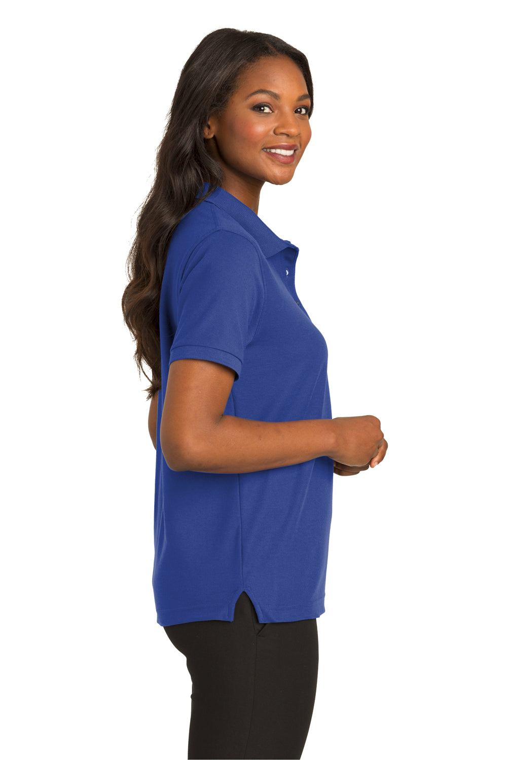 Port Authority L500 Womens Silk Touch Wrinkle Resistant Short Sleeve Polo Shirt Royal Blue Side