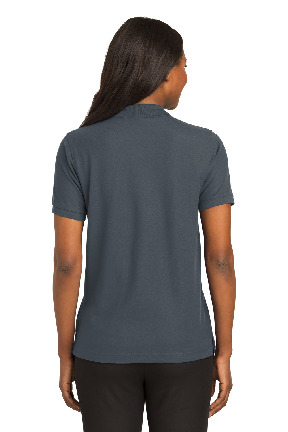 Port Authority L500 Womens Silk Touch Wrinkle Resistant Short Sleeve Polo Shirt Steel Grey Back