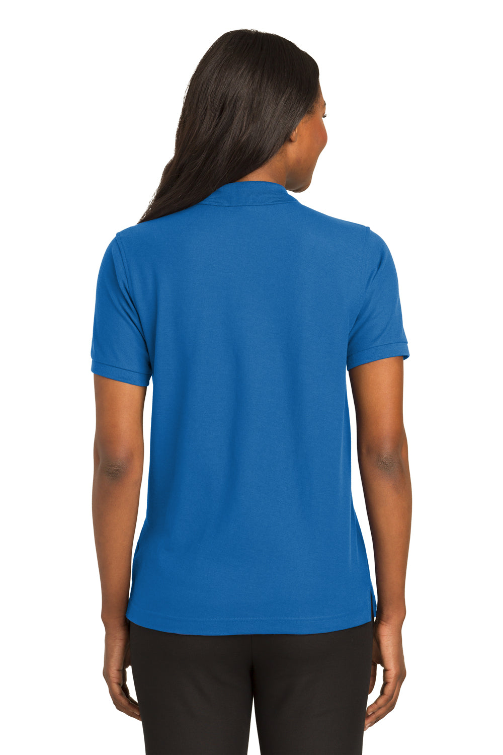 Port Authority L500 Womens Silk Touch Wrinkle Resistant Short Sleeve Polo Shirt Strong Blue Back