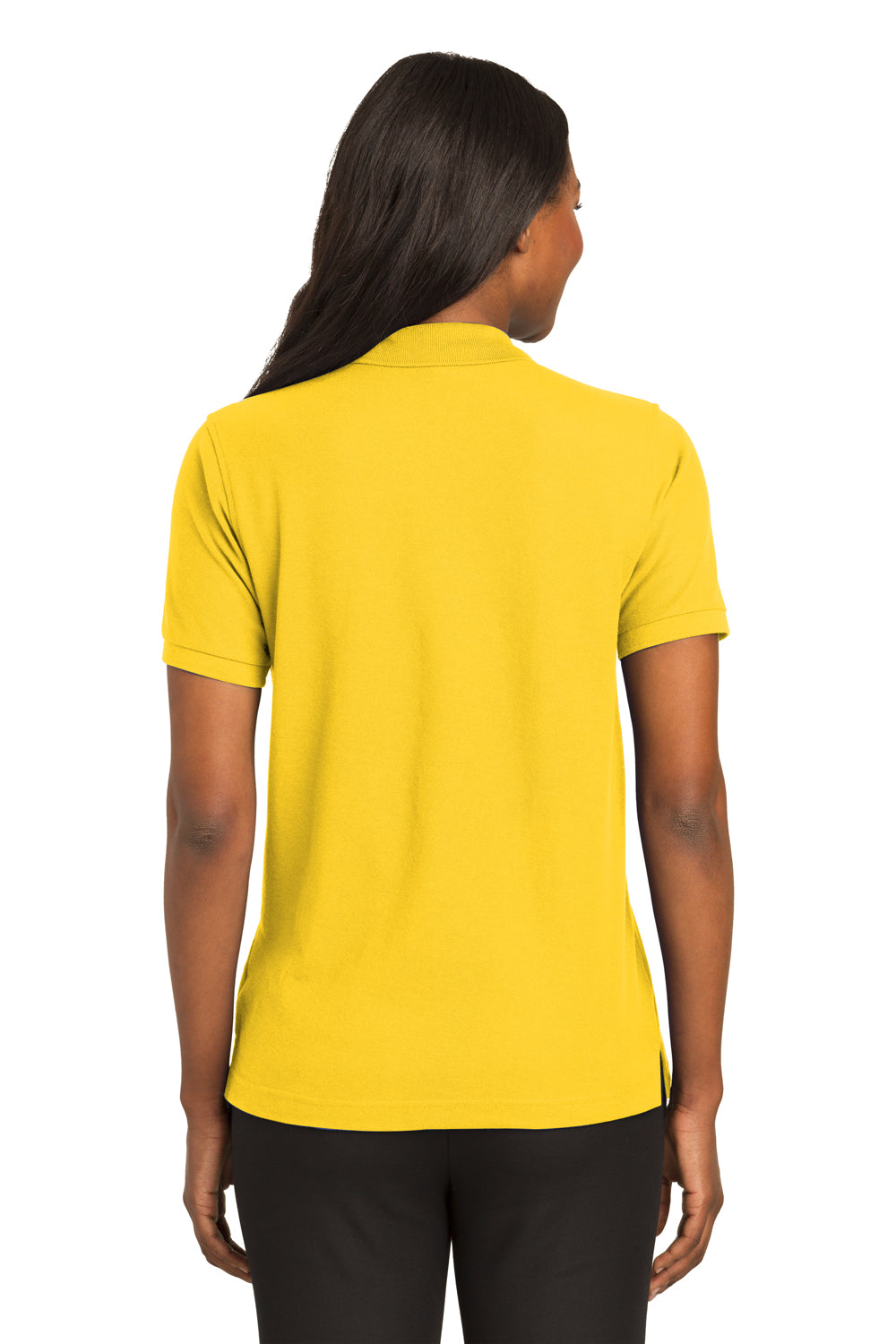 Port Authority L500 Womens Silk Touch Wrinkle Resistant Short Sleeve Polo Shirt Sunflower Yellow Back