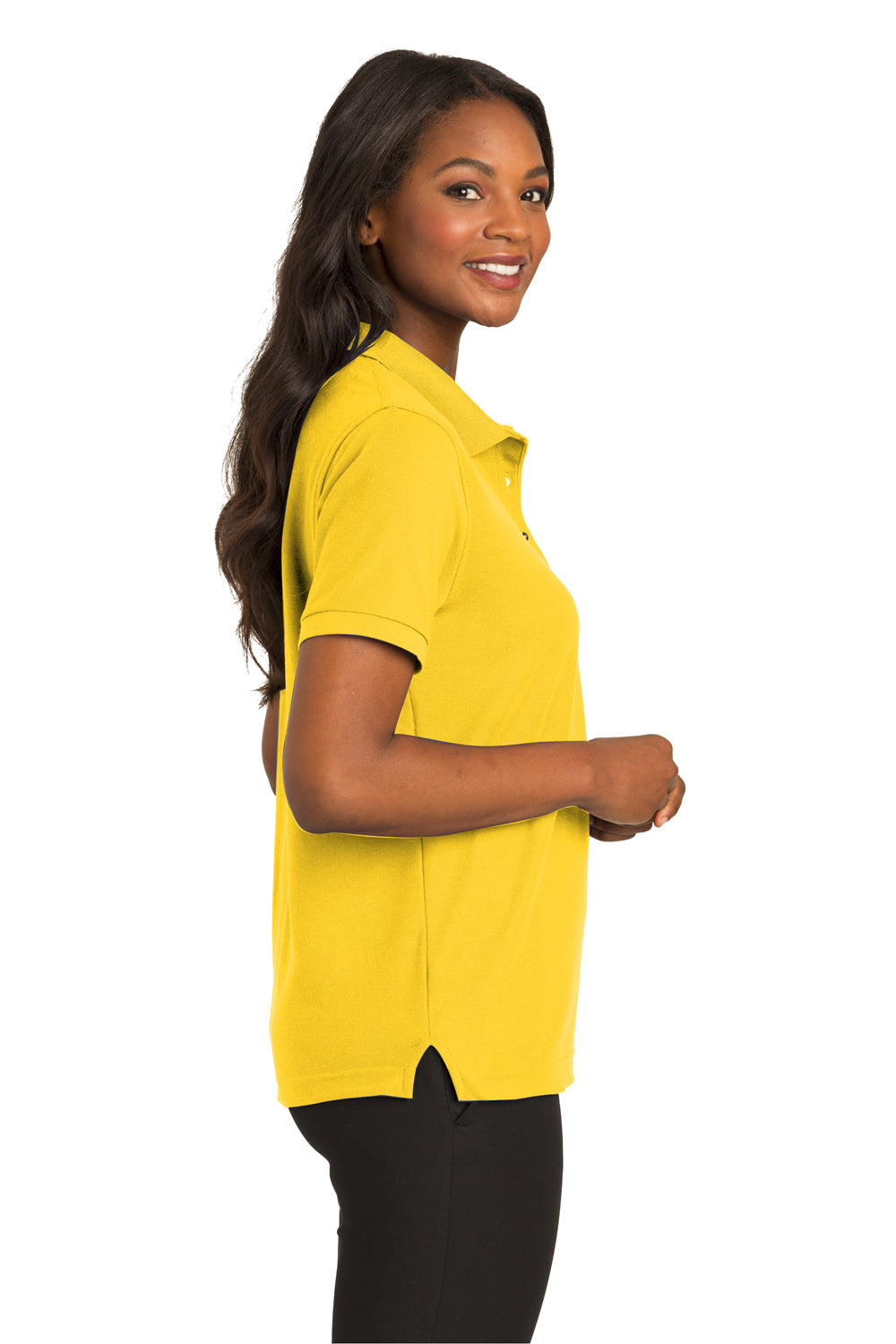 Port Authority L500 Womens Silk Touch Wrinkle Resistant Short Sleeve Polo Shirt Sunflower Yellow Side