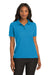 Port Authority L500 Womens Silk Touch Wrinkle Resistant Short Sleeve Polo Shirt Turquoise Blue Front