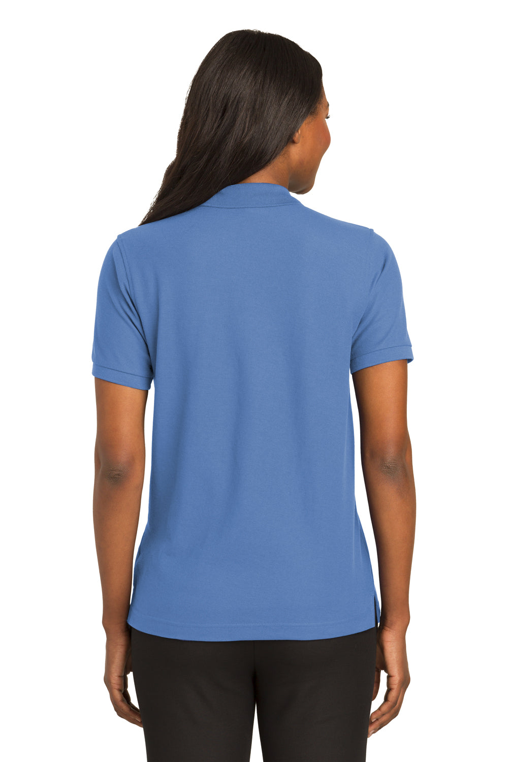 Port Authority L500 Womens Silk Touch Wrinkle Resistant Short Sleeve Polo Shirt Ultramarine Blue Back