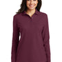 Port Authority Womens Silk Touch Wrinkle Resistant Long Sleeve Polo Shirt - Burgundy