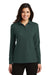 Port Authority L500LS Womens Silk Touch Wrinkle Resistant Long Sleeve Polo Shirt Dark Green Front